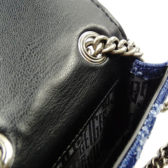 KURT GEIGER Micro Brixton Blue Cotton Crossbody Bag/Wallet - Picture 7 of 7